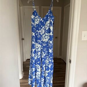 VICI blue and white floral jumpsuit